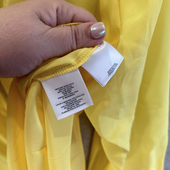 Anne Klein Womens XL Yellow Sheer Zip-Front Blouse NWT 3/4 Sleeve Colorful Beach - Picture 4 of 11